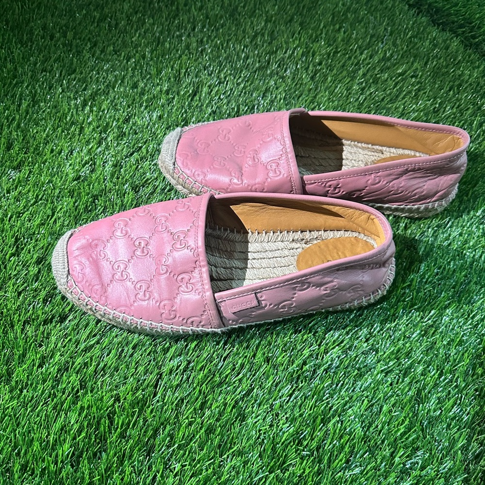 Gucci | Signature Pink Leather Espadrilles (38.5)